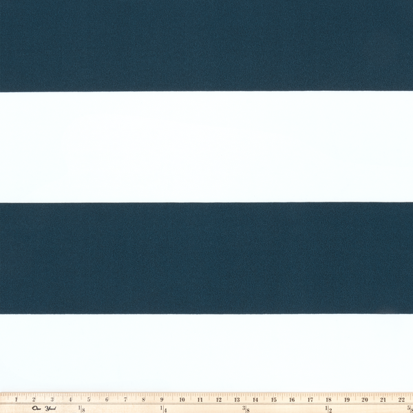 Photo of blue stripes printed on white fabric outdoor fabric beach fabric pool fabric